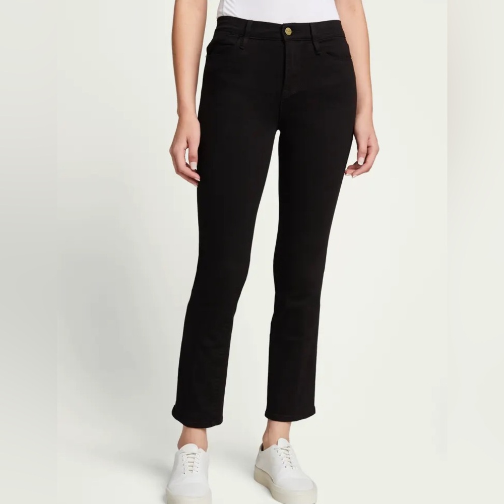 Frame Denim Black Le High Straight Leg Jeans